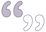 Purple illustrated quotation marks symbol.