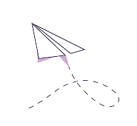 Purple illustrated paper airplane symbol for the "Stay Updated" page.