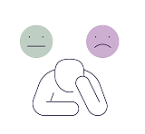 Symbol of sad person depicting that nearly 75% of people with HAE say that it has a negative impact on their mental health.